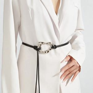 1PC 여성의 우아한 심플한 디자인 여름 허리 코드 세련된 다목적 가을 겨울 가죽 코드 스커트 코트 스웨터