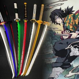 40인치 발광 데몬 슬레이어 카타나 LED 광선검 밝은 애니메이션 코스프레 소품 기유 실물 크기 일본 카타나 사무라이 검 장난감 선물