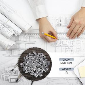 새로운 100개 1mm 강철 와이어 로프 알루미늄 페룰 슬리브 실버 톤