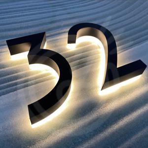 맞춤형 LED 주택 번호 야외 금속 문자 비즈니스 매장 방수 조명 백라이트 주택 번호 간판