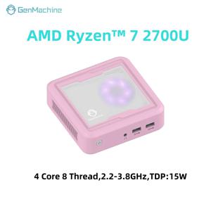 젬머신 AMD 라이젠 7 2700U 미니 PC 윈도우 11 3.8GHz 15W DIY 게이밍 컴퓨터 DDR4 M.2 2280 NVMe WIFI 5 게이머 PC 컴퓨터