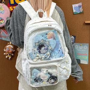 여성 흰색 투명 학교 가방 대용량 일본 Ita 배낭 하라주쿠 로리타 배낭 Diy Jk Itabag 디자인 Y2k 가방