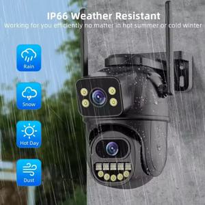 4K 8MP WiFi 감시 카메라, AI 인간 감지, 듀얼 렌즈, 4X 디지털 줌, 실외 보안 PTZ IP 카메라
