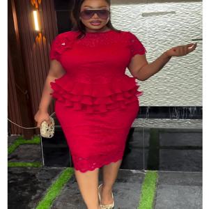 레이스 웨딩 파티 드레스 2026 아프리카 여성용 드레스 다시키 앙카라 이브닝 가운 우아한 여성 의류 슬림 미디 드레스