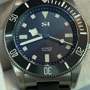 잠수함 자동 기계식 남성용 시계 다이빙 야광 티타늄 금속 세라믹 베젤 고품질 불소 고무 스트랩!