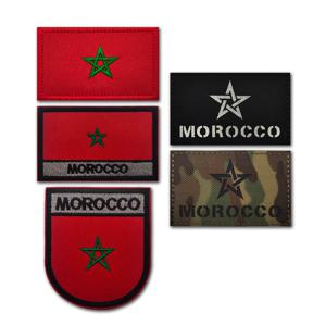 모로코 국기 자수 및 반사 전술 모랄 배지 의류 배낭 모자 후크 앤 루프 패치 액세서리