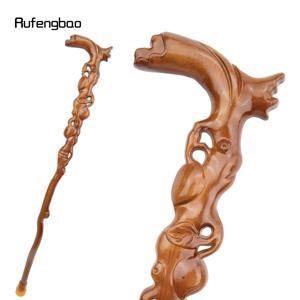 노란 복숭아 나무 단일 조인트 패션 우드 스틱 장식용 코스프레 지팡이 할로윈 크로시어 스팀펑크 및 일상용 93cm