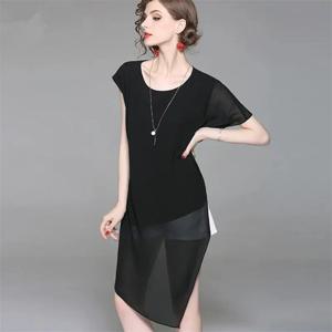 플러스 사이즈 여성용 블라우스, 통통한 여성을 위한 패션 배트윙 슬리브 불규칙 쉬폰 탑, 오버사이즈 워크 스트리트 파티 탑