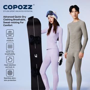 COPOZZ 스키 빠른 건조 속옷 세트 겨울 스포츠 수분 흡수 부드러운 솔리드 O넥 야외 보온 속옷 여성 남성 세트