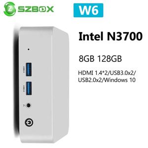 SZBOX W6 미니 PC 인텔 프로세서 N3700 미니 PC 윈도우 10 8GB 128GB M.2 SATA SSD 1000M LAN USB3*2 데스크탑 오피스 PC