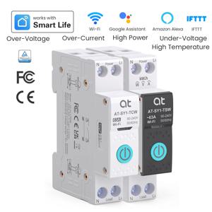 투야 와이파이 회로 차단기 스마트 1P+N 63A MCB 타이머 전력 에너지 kWh 전압 전류 측정기 보호기 음성 원격 제어 스위치