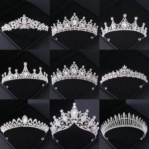 여성용 파티용 실버 컬러 크리스탈 티아라와 크라운 헤어밴드, 신부 웨딩 헤어 액세서리 주얼리 크라운 티아라