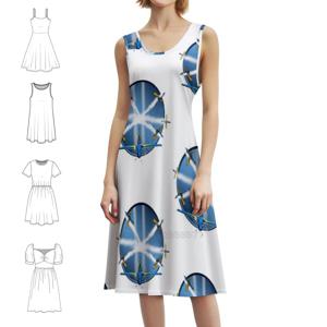 스모크 스쿼드론 브라질 여성용 한국 스타일 드레스 파티 또는 일상복을 위한 우아한 캐주얼 드레스 비행기 제트 항공 스모크 스카이