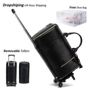 드롭쉽 롤링 가먼트 백 - 바퀴 달린 컨버터블 더플백, 남녀 공용 위켄더 백, 신발 수납공간 포함