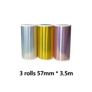 3롤 57mm*3.5m 홀로그램 레이저 열전사 스티커 용지 사진 메모용 Phomemo T02/M02/M03/M04 Peripage a6 Paperang 호환