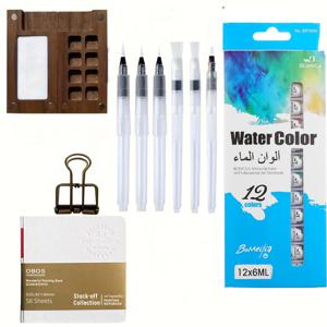 여행 페인트 팔레트 포켓 아티스트 수채화 세트 클립 미니 수채화 팔레트 세트 어린이를위한 휴대용 수채화 세트 선물