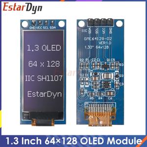 사전 납땜된 핀 SH1107 1.3인치 화이트 OLED 디스플레이 64x128 I2C 아두이노 ESP32 ESP8266 라즈베리 파이 DIY용