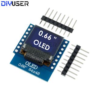 0.66인치 64x48 OLED 디스플레이 모듈 I2C 드라이버 (위모스 D1 미니 ESP32 ESP8266 아두이노 DIY 프로젝트용)