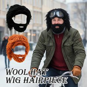 새로운 펑크 스타일 니트 모자 재미있는 가발 수염 니트 모자 호보 미친 과학자 힙합 수제 니트 따뜻한 겨울 모자 비니