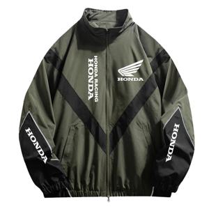 혼다 남성 재킷 - 하이 스트리트 스타일 패치워크 컬러 블랙 윈드 재킷 - 혼다 로고 아웃도어 레저 스포츠 재킷 - 봄 코트