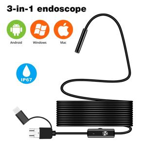 3 in 1 USB 내시경 OTG 안드로이드 폰용 7mm 보어스코프 PC 맥북용 검사 카메라 파이프라인용