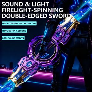 사운드 & 라이트 회전 검 14가지 멀티 컬러 플래시 LED 라이트 샤인 코스프레 검 장난감 파티 가족용 인터랙티브 장난감 (어린이 및 성인용)