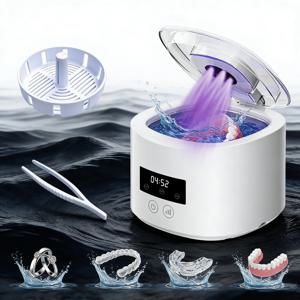 50KHZ USB 충전식 초음파 교정기 세척기, 투명 리테이너, 틀니 및 보석 관리용 다기능 기기