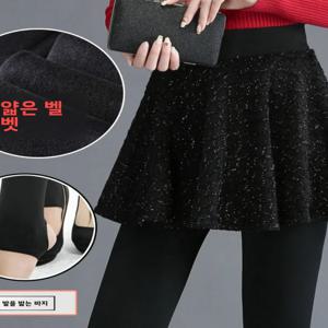 봄 가을 얇은 플리스 스커트 팬츠 여성용 반짝이 레이스 팬츠 스커트 하이웨이스트 실버 스레드 큰 사이즈 포켓 손수건 베이스 신발