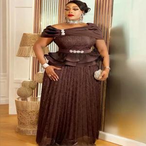 여성을위한 아프리카 드레스 럭셔리 플리츠 롱 드레스 앙카라 다쉬키 의상 웨딩 파티 이브닝 ​​가운 두바이 터키 카프탄 아바야