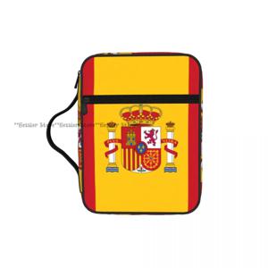 스페인 국기 성경 가방 지퍼 손잡이 핸드백 성경 커버 케이스 성경 휴대용 보관 가방