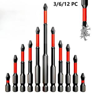 미끄럼 방지 비트 자석식 스크루드라이버 비트 세트 S2 합금강 내충격성 비트-3/6/12개 전기 드릴에 적합