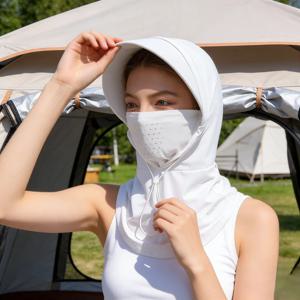 여성용 여름 풀페이스 헤드기어, 새로운 아이스 실크 자외선 차단 사이클링 넥 프로텍터 통기성 일체형 선스크린 마스크