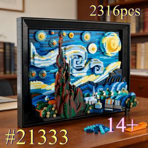별이 빛나는 밤 모델 21333 미니 빌딩 블록 세트는 생일 선물로 적합하며 레고 입자와 호환되지 않습니다. 2316개.