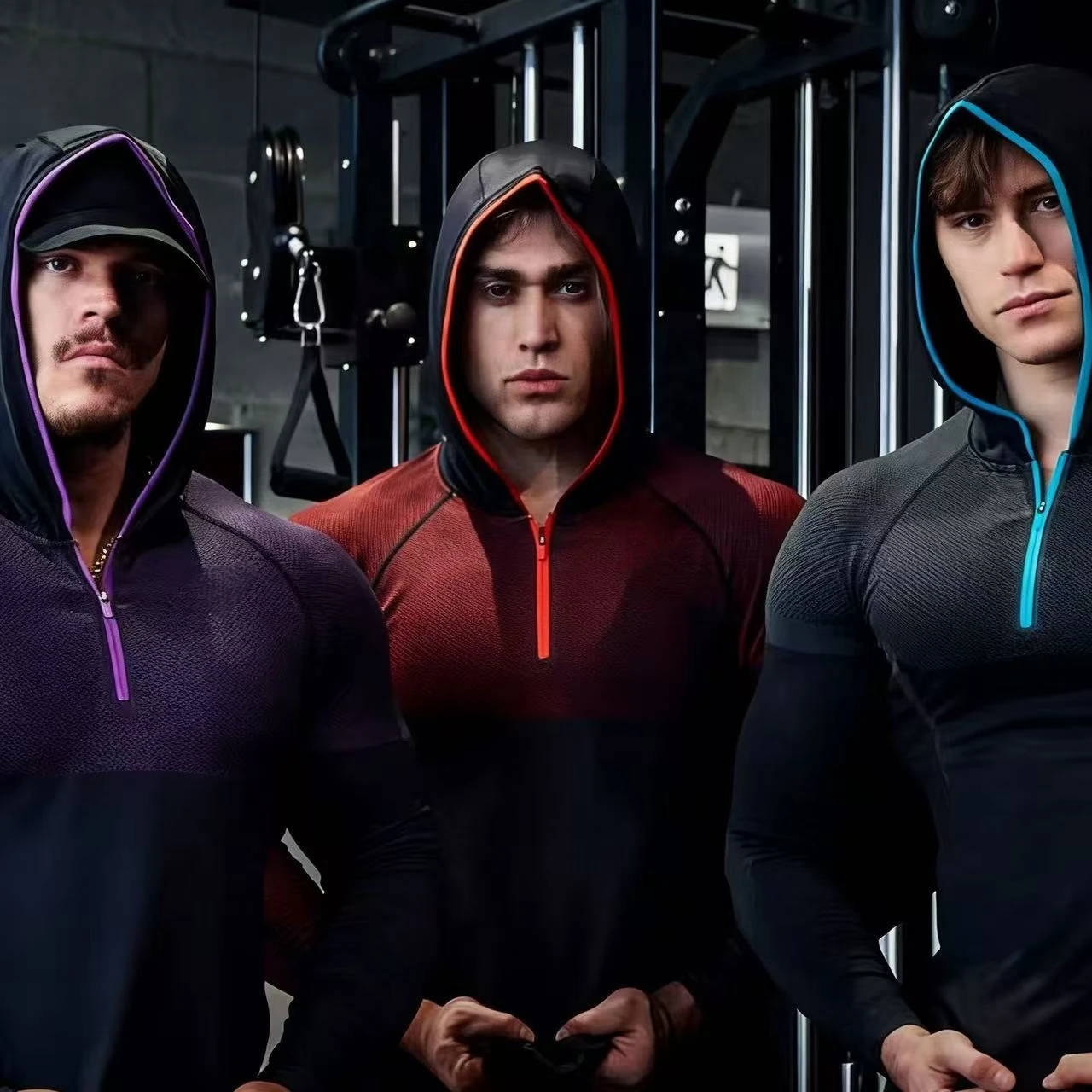 SHARK 새로운 피트니스 긴팔 남성용 후드 베이스 셔츠 GYM ONYX5.0 마노 고탄성 티셔츠 피트니스 슈트