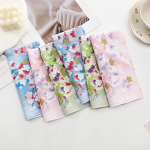 3/6 Pcs 고급 일본 손수건 여성용 순수 면화 인쇄 면화 흡수성 물티슈 결혼 선물 43cm