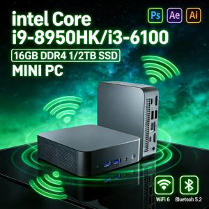 2026년형 강력한 미니 PC 인텔 코어 i9-8950HK i3-6100 16GB DDR4 1TB SSD 윈도우 11 WiFi 6 BT5.2 게이밍 사무용 휴대용 데스크탑 PC