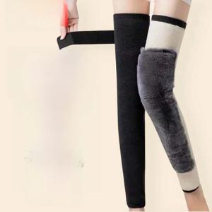 두꺼운 긴 튜브형 무릎 패드 미끄럼 방지 보온 남녀 노인용 플리스 안감 무릎 보호대 겨울철 미끄럼 방지 가정용 무릎 보호대