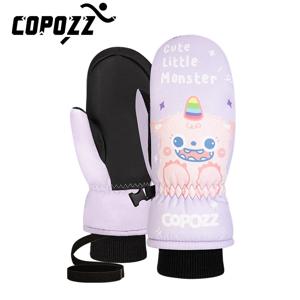 COPOZZ 어린이 스키 장갑 3M Thinsulate 겨울 따뜻한 손가락 장갑을 유지 귀여운 만화 겨울 초경량 스노우 보드 장갑 어린이