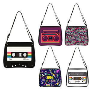카세트 테이프 레코더 인쇄 핸드백, 백 80s 90s 크로스 바디 백, 여행용 지갑, 휴대폰 겨드랑이 가방, 캐주얼 메신저 백