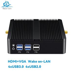 Helorpc 팬리스 산업용 미니 PC, 인터코어 i3, i5, i7 프로세서, 4xUSB3.0, 4xUSB2.0 HDMI VGA 지지대, WIN10 리눅스 컴퓨터