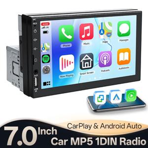 HIPPCRON 7인치 자동차 라디오 자동차 멀티미디어 플레이어 지원 Carplay 안드로이드 오토 HD 터치 스크린 FM AUX 입력 블루투스 미러링크