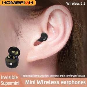 홈피쉬 SK18 미니 수면용 무선 이어버드, 블루투스 5.3, 보이지 않는 인이어형, 디지털 디스플레이, 측면 수면자용 노이즈 캔슬링