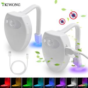 모션 센서가있는 화장실 야간 조명 활성화 LED 8 색 변기 변기 욕실 물 꼭지에 대한 야간 조명 조명