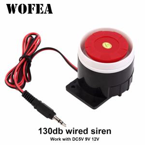 WOFEA 130db 유선 미니 사운드 알람 사이렌 경적 알람 시스템용 DC5V 9V 12V와 호환