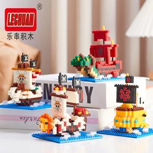 천 써니 마이크로 빌딩 블록 Linkgo 원피스 해적선 Polortang Going Merry 모델 연결 미니 벽돌 그림 장난감