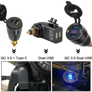 QC3.0 듀얼 USB 충전기 12V 전원 어댑터 BMW F750GS S1000XR F800R R1250GS G650XGS F900R R1200RT R1200GS ADV 용 Hella DIN 소켓