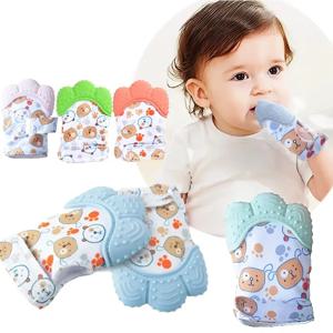 만화 인쇄 아기 Teether 장갑 어린이 및 아기를위한 씹는 장갑 Teethers 안티 먹는 손 젖니가 남 장난감 아기 물건
