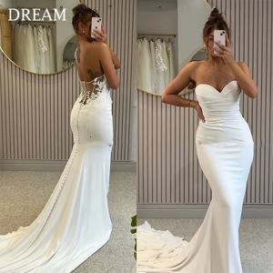 DREAM 맞춤형 우아한 긴 웨딩 드레스, 연인 등 없는 바닥 길이 인어 신부 원피스, 여성 베스티도 드 노비아