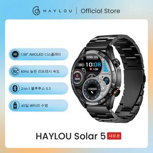 HAYLOU Solar 5 음성 통화 스마트 워치 1.58'' AMOLED 디스플레이 60Hz 스마트 시계 음성 지원 남성용 스포츠 스마트 워치