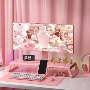 USB 핑크 노트북 테이블, 인기 컴퓨터 모니터 스탠드, 서랍이 있는 다기능 태블릿 스탠드, 높이 조절 가능